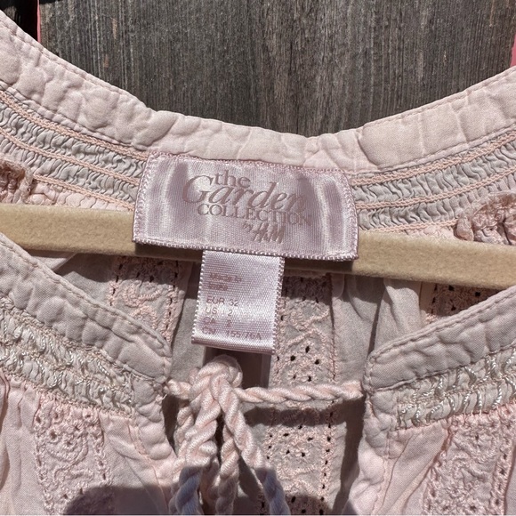 H&m By Garden Collection Womens Tunic Cover Up Eyelets Embroidered 2 Pastel Pink - Picture 2 of 4